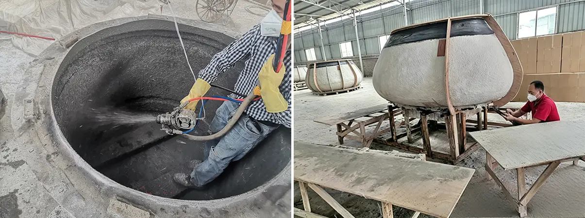 Bespoke GRC molding process featuring concentric spray-up fiber layering and master hand-finishing